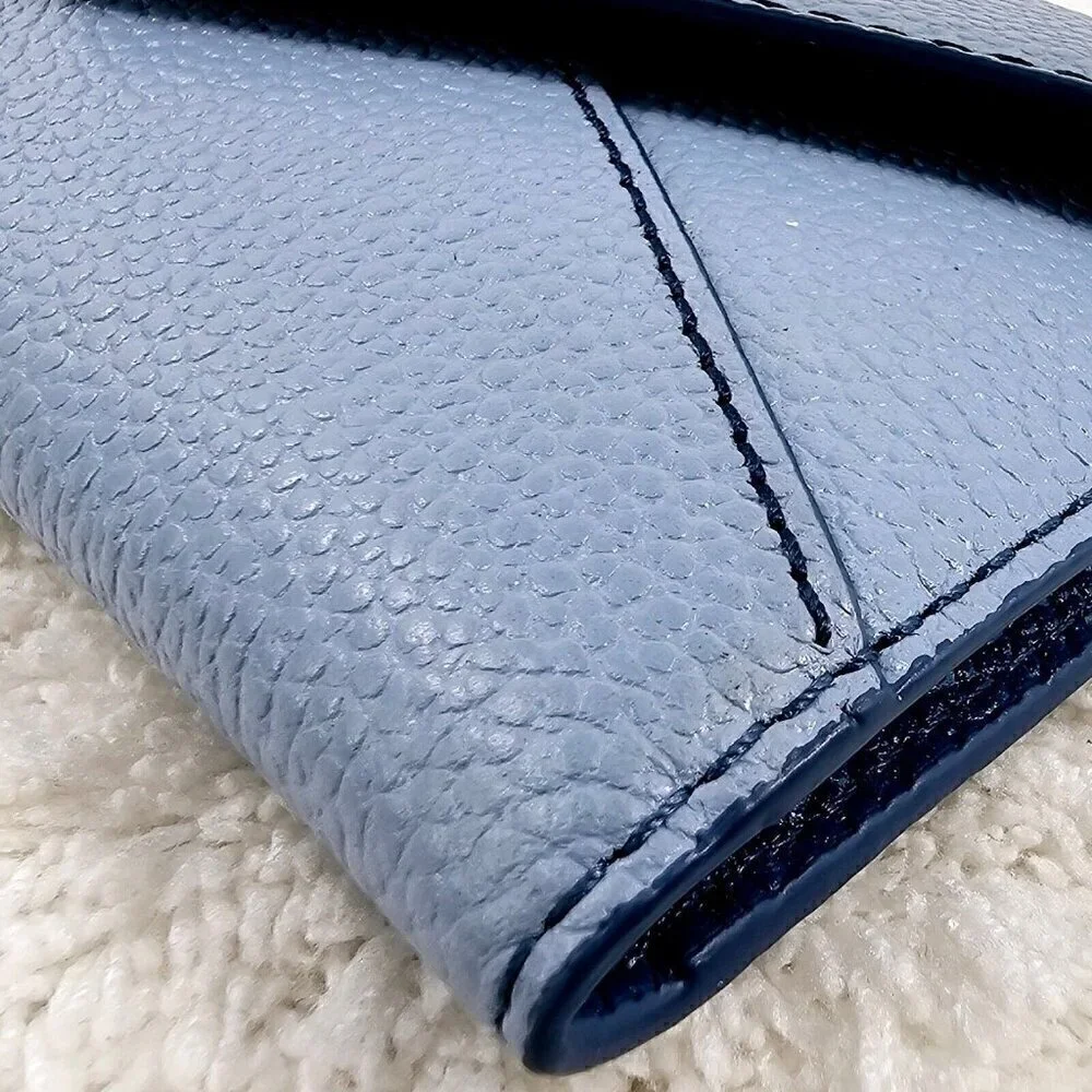 MICHAEL KORS Money Pieces Large Blue Pebble Leather Tri-Fold Envelope Wallet
